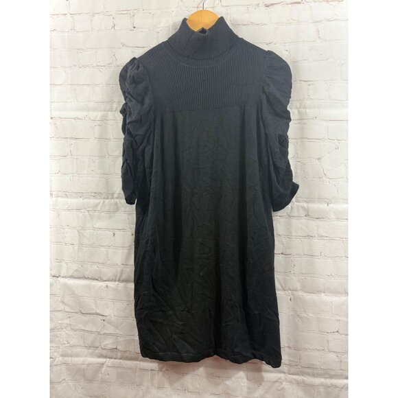 Max Edition Turtle Neck Sweater Dress Womens Size XL Petite Black Y2K Short - Picture 1 of 7